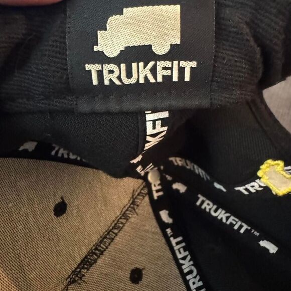 Trukfit Snapback Hat Black Yellow Truck Logo Flat Bill Cap  Wool Trucker Hat - Picture 7 of 8